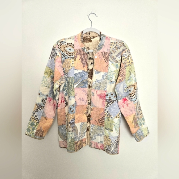 Handmade Patchwork Quilted Women's Jacket with mother of pear buttons - Picture 1 of 7